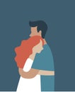 Young people hugging each other. Young couple embrace with love and care. Love you. Happy Hug day greeting card